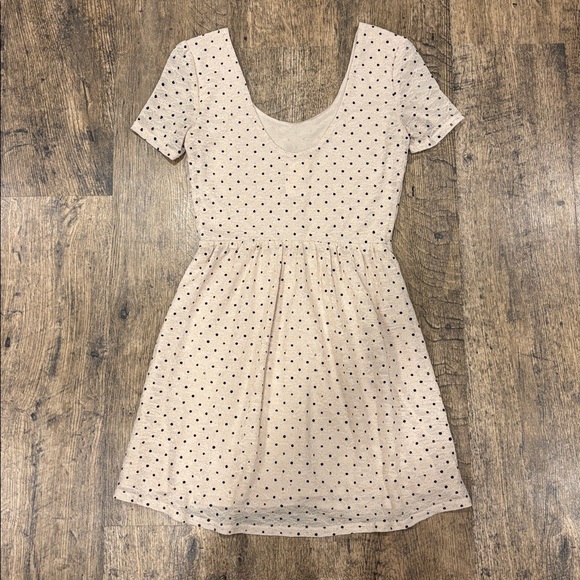 Pins & Needles Beige Mini Dress with Black Polka Dots - Picture 3 of 6